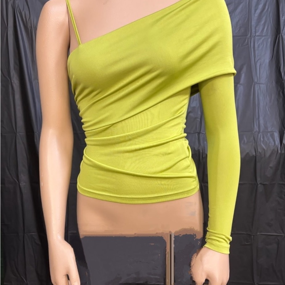 SHEIN Asymmetrical Fitted Green Blouse